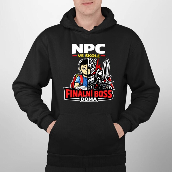 NPC ve škole, finální boss doma - pánská mikina s potiskem