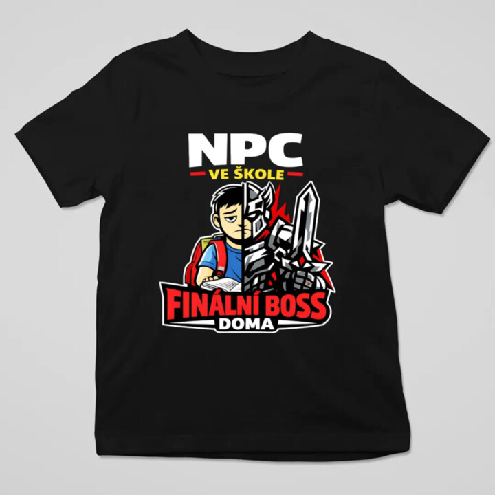 NPC ve škole, finální boss doma - dětské tričko s potiskem