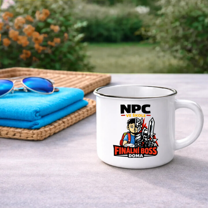 NPC ve škole, finální boss doma  - keramický smaltovaný hrneček s potiskem