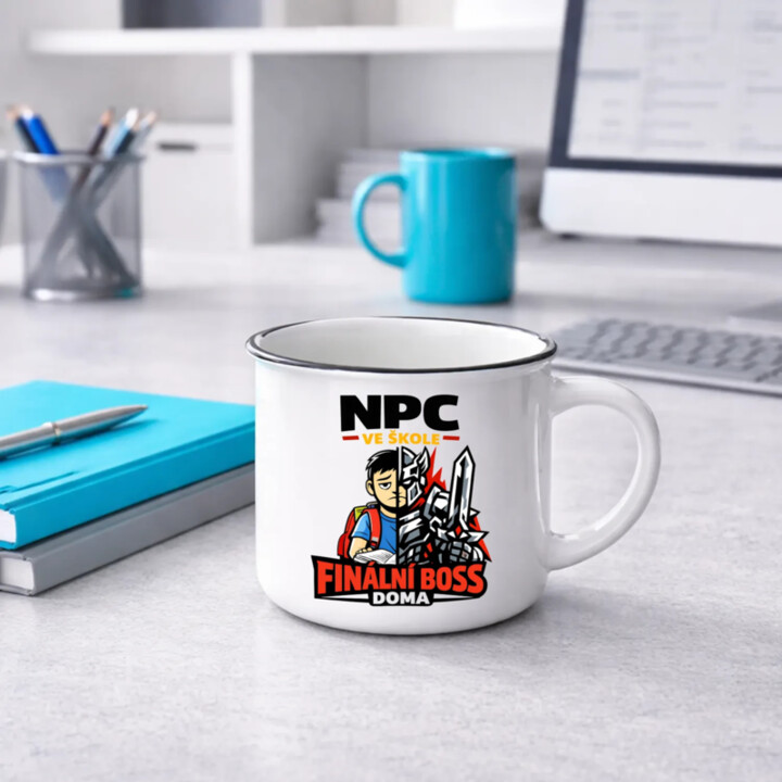 NPC ve škole, finální boss doma  - keramický smaltovaný hrneček s potiskem