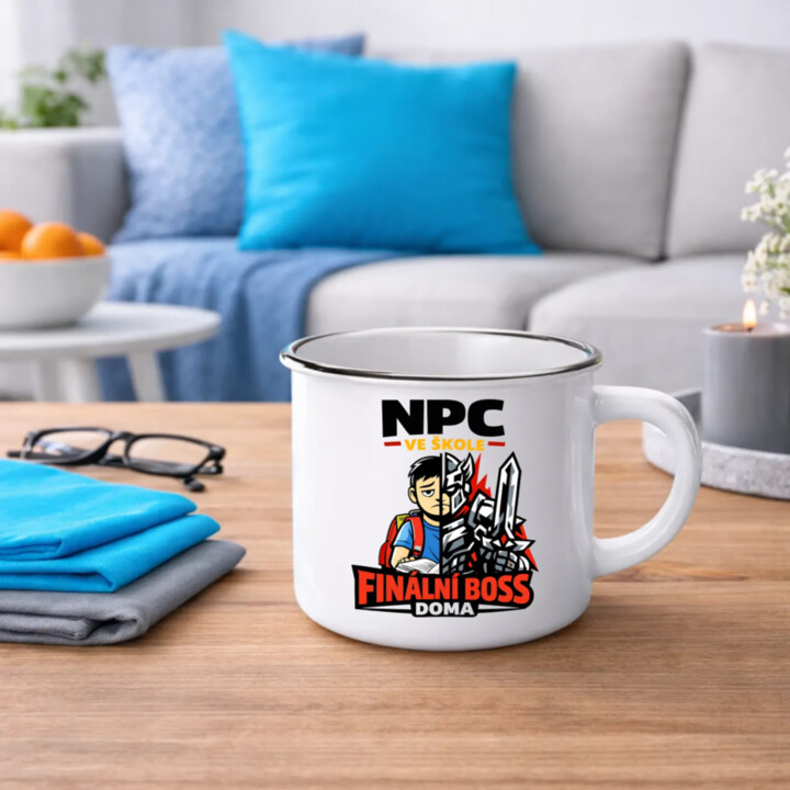 NPC ve škole, finální boss doma  - keramický smaltovaný hrneček s potiskem