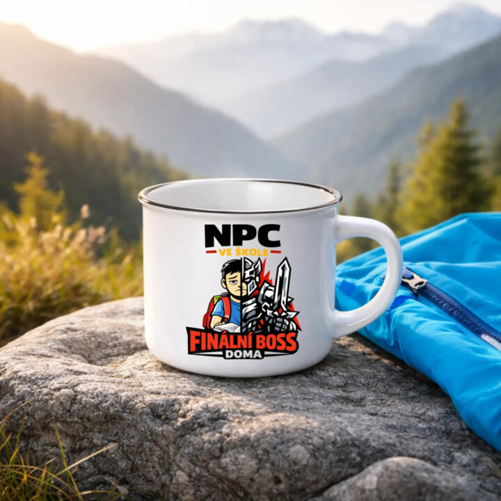 NPC ve škole, finální boss doma  - keramický smaltovaný hrneček s potiskem