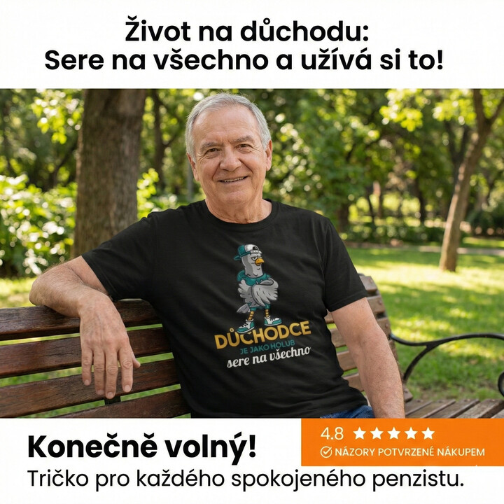 Důchodce je jako holub, sere na všechno - pánské tričko s potiskem