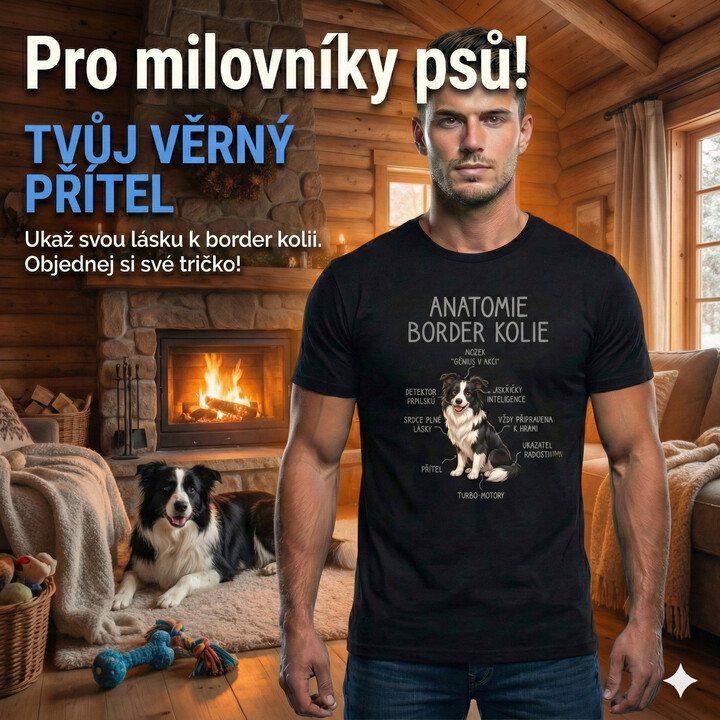 Anatomie border kolie - pánské tričko s potiskem