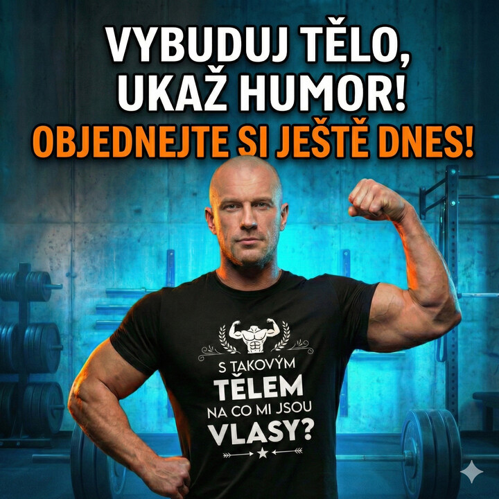 S takovým tělem, na co mi jsou vlasy? - pánské tričko s potiskem