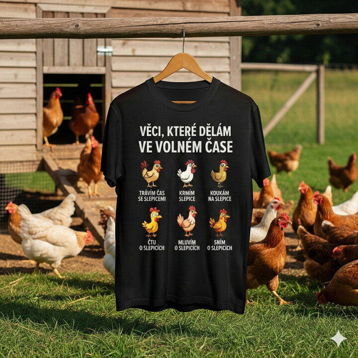 Věci, které dělám ve volném čase - slepice - pánské tričko s potiskem
