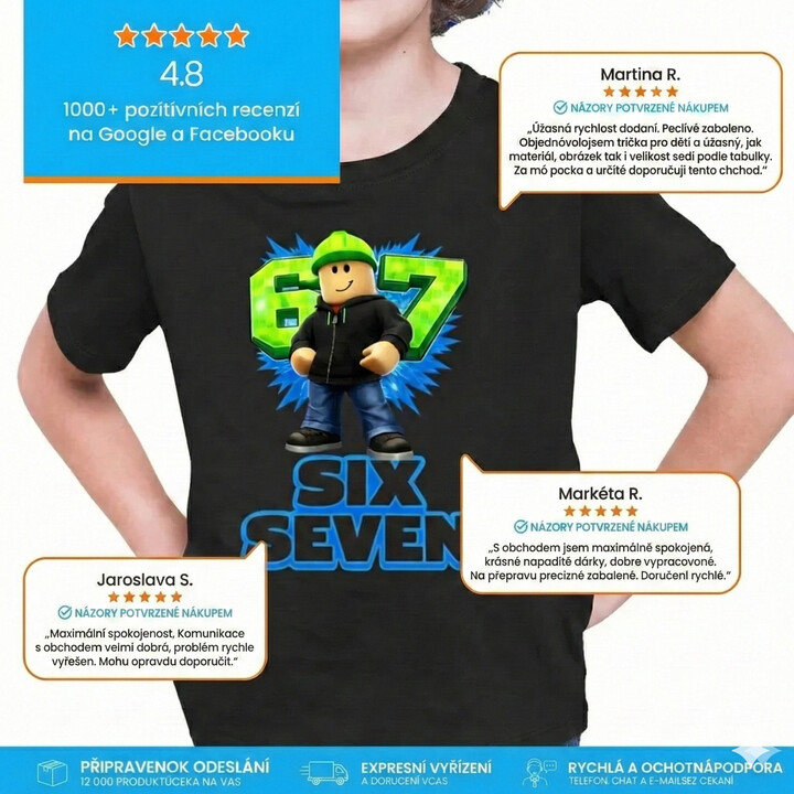 Six Seven 67 - dětské tričko s potiskem - inspirované Roblox