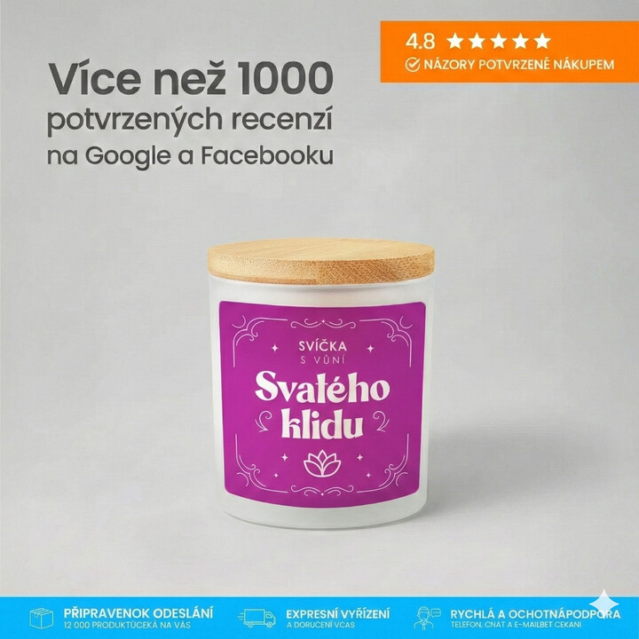 Svíčka s vůní svatého klidu - vonná svíčka s potiskem
