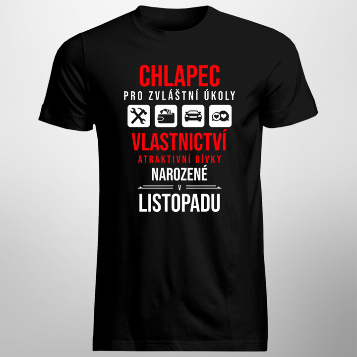 Chlapec pro zvláštní úkoly - dívky narozené v říjnu - pánská trička  s potiskem