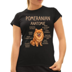 Pomeranian – anatomie  - dámské tričko s potiskem