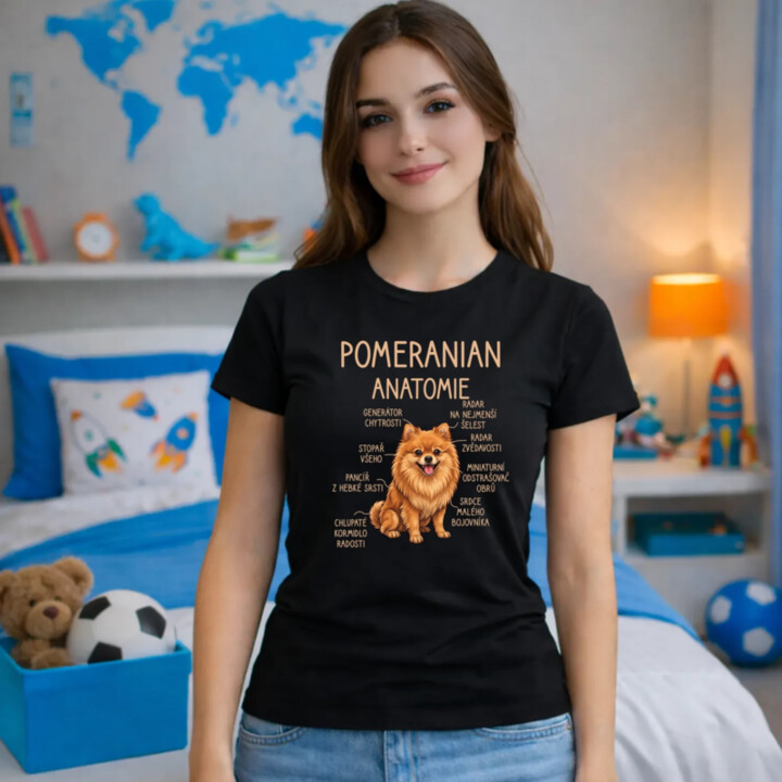 Pomeranian – anatomie  - dámské tričko s potiskem