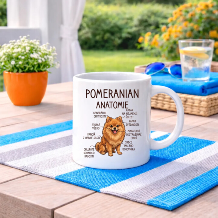 Pomeranian – anatomie - hrnek s potiskem
