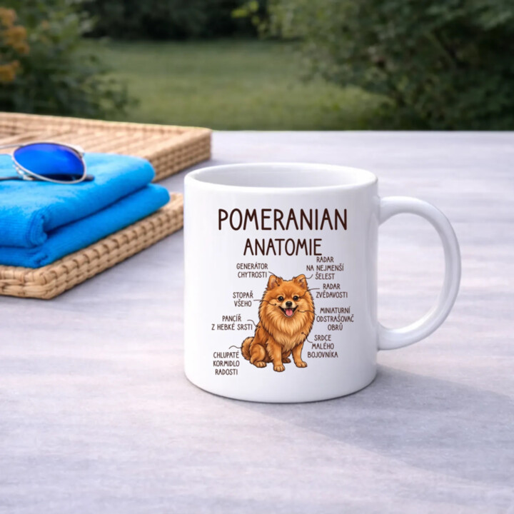 Pomeranian – anatomie - hrnek s potiskem