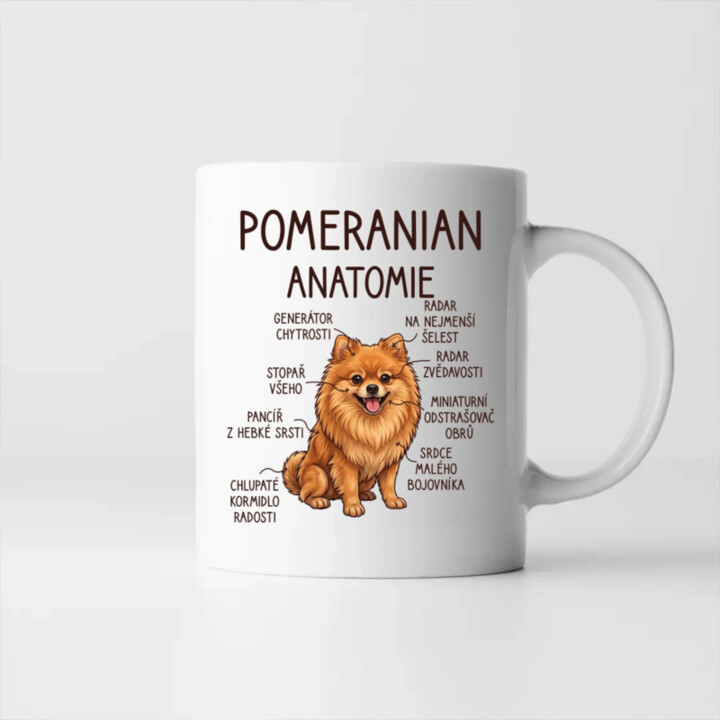 Pomeranian – anatomie - hrnek s potiskem