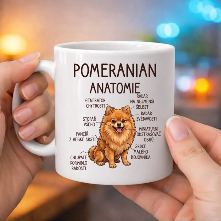 Pomeranian – anatomie - hrnek s potiskem