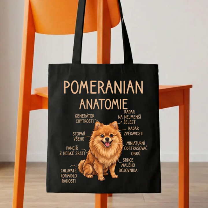 Pomeranian – anatomie - taška s potiskem