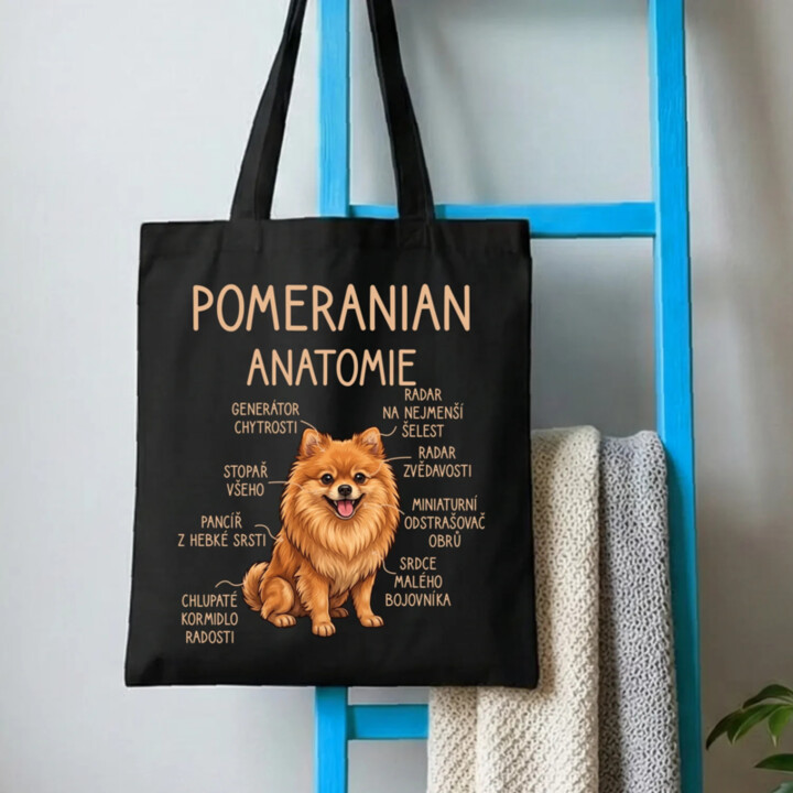 Pomeranian – anatomie - taška s potiskem