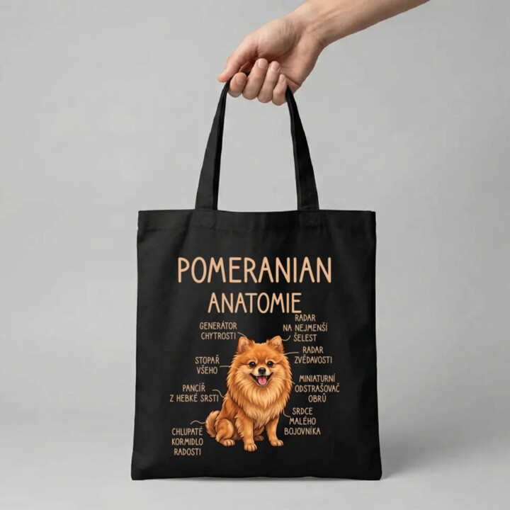 Pomeranian – anatomie - taška s potiskem