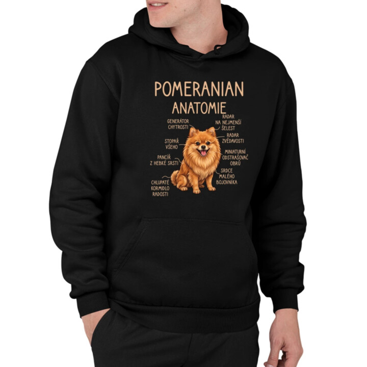 Pomeranian – anatomie - pánská mikina s potiskem