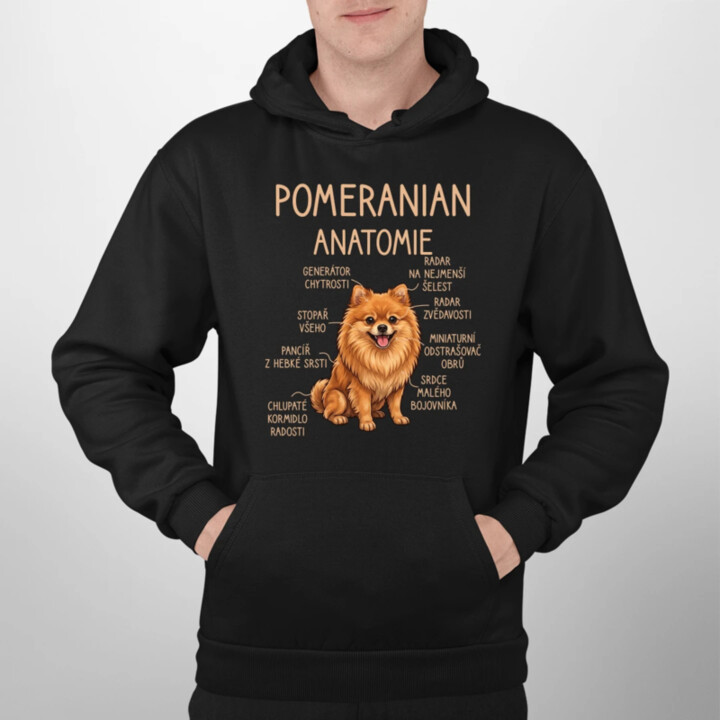 Pomeranian – anatomie - pánská mikina s potiskem