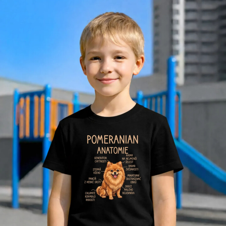 Pomeranian – anatomie - dětské tričko s potiskem