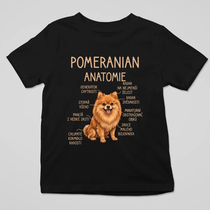 Pomeranian – anatomie - dětské tričko s potiskem