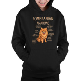Pomeranian – anatomie - dětská mikina s kapucí