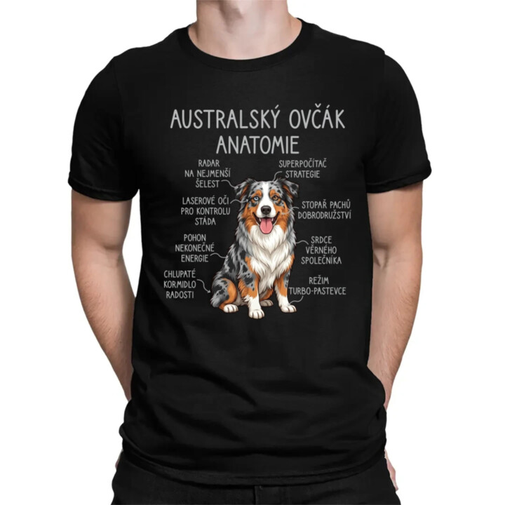 Australský ovčák - anatomie - pánské tričko s potiskem