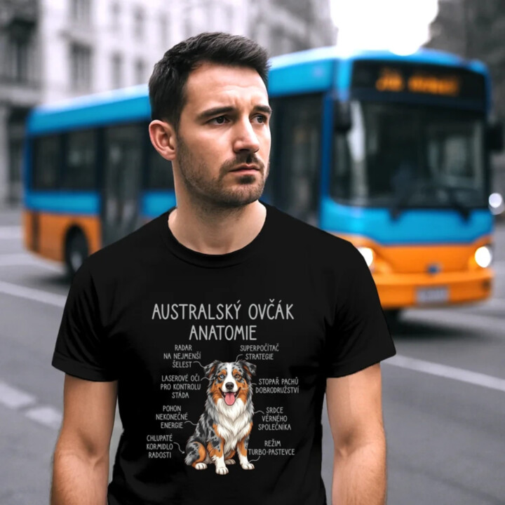Australský ovčák - anatomie - pánské tričko s potiskem