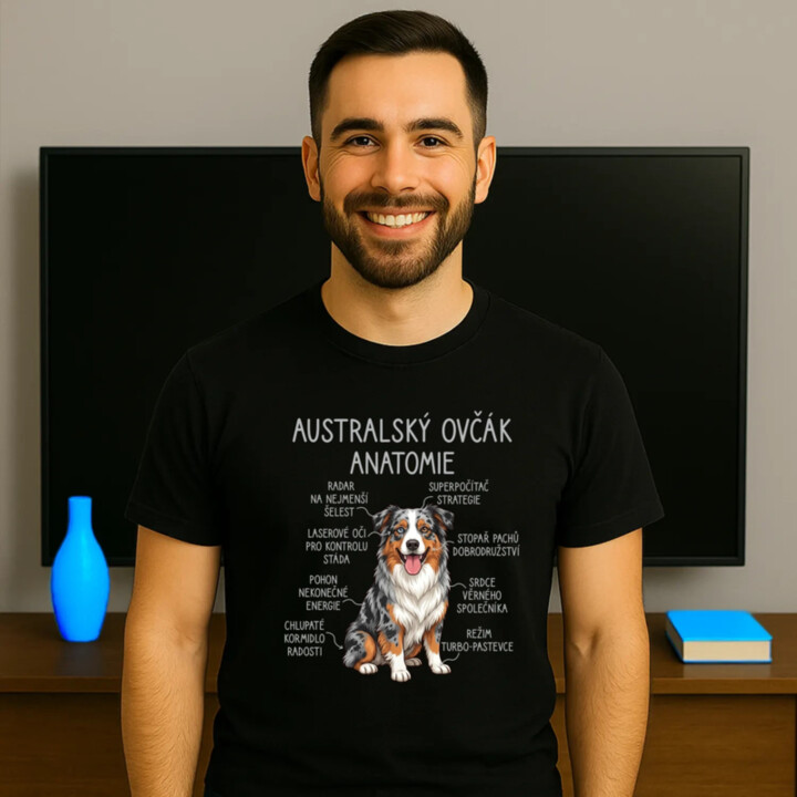 Australský ovčák - anatomie - pánské tričko s potiskem