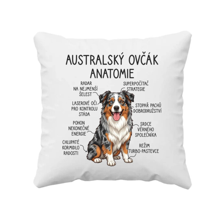 Australský ovčák - anatomie - polštář s potiskem