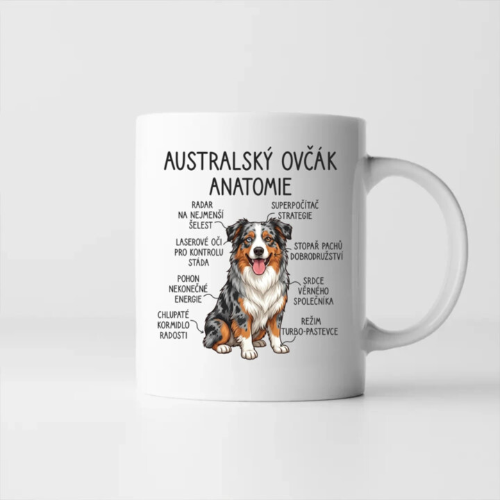Australský ovčák - anatomie - hrnek s potiskem