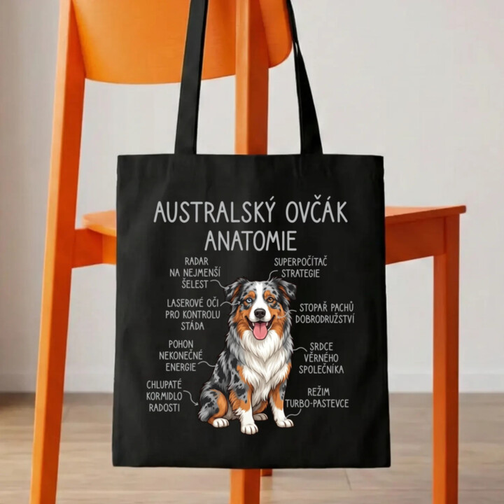 Australský ovčák - anatomie - taška s potiskem