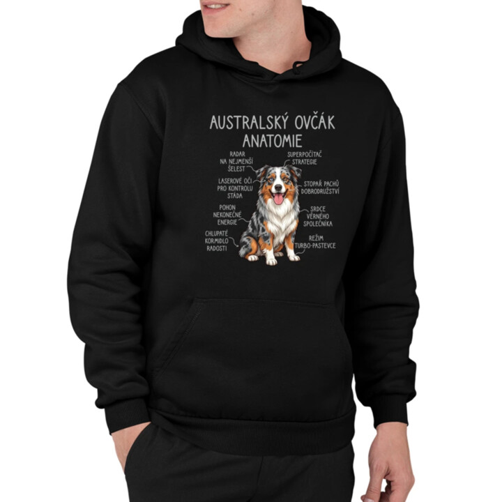 Australský ovčák - anatomie - pánská mikina s potiskem