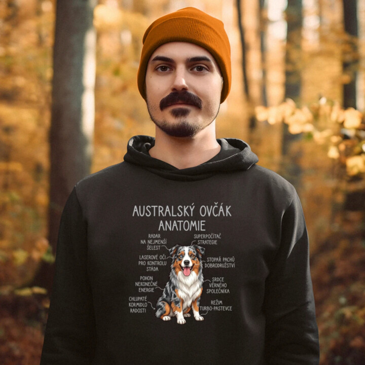 Australský ovčák - anatomie - pánská mikina s potiskem