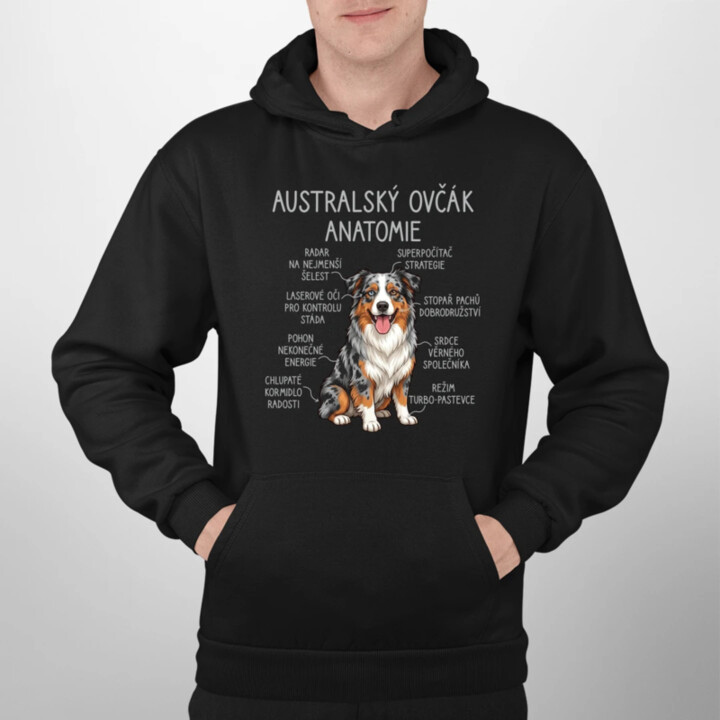 Australský ovčák - anatomie - pánská mikina s potiskem