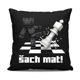 Šach mat! - černý polštář s potiskem