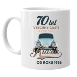 70 let - Všechny části originál - Klasik od roku 1956 - hrnek s potiskem