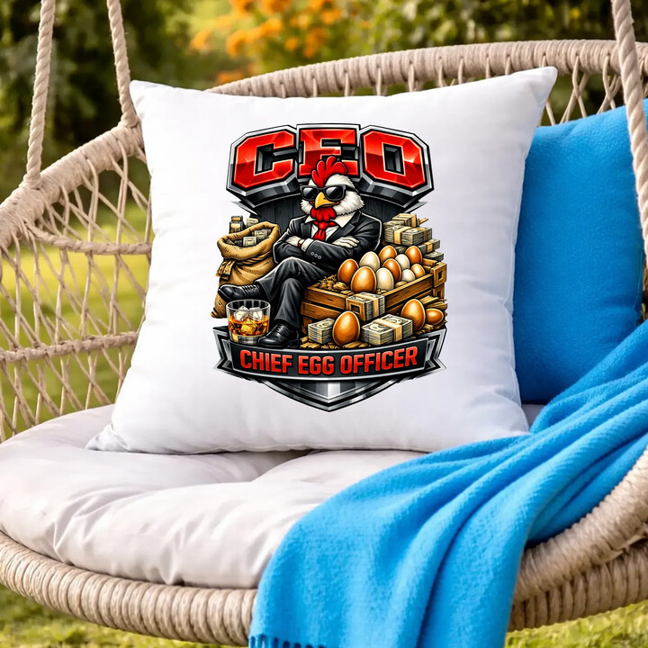 CEO: Chief Egg Officer - polštář s potiskem