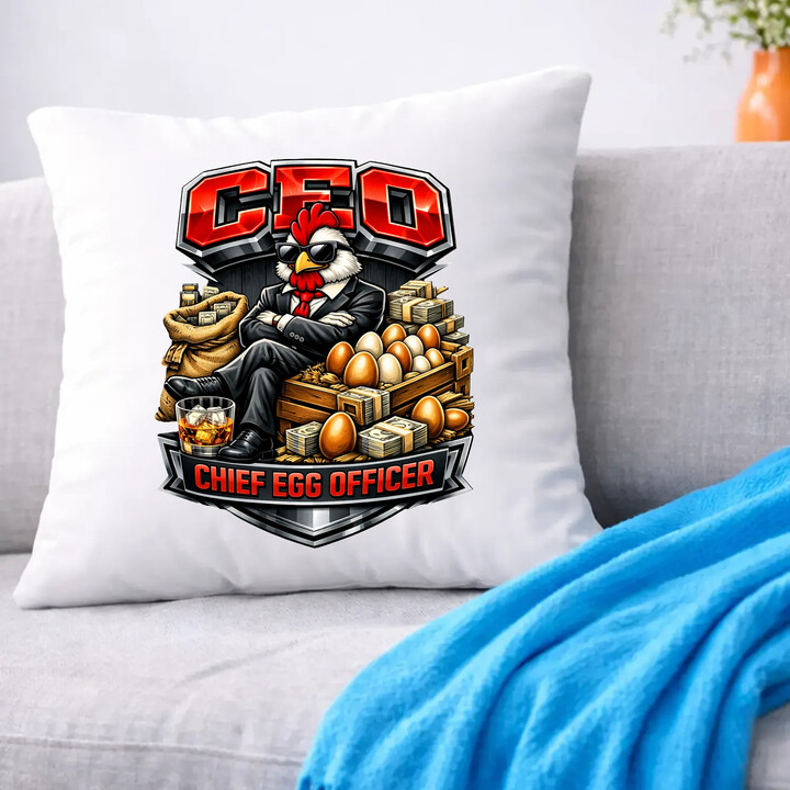 CEO: Chief Egg Officer - polštář s potiskem