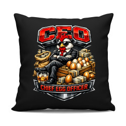 CEO: Chief Egg Officer - černý polštář s potiskem