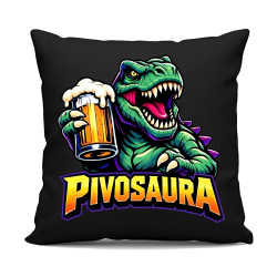 Pivosaura - černý polštář s potiskem