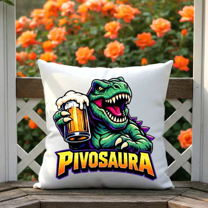 Pivosaura - polštář s potiskem