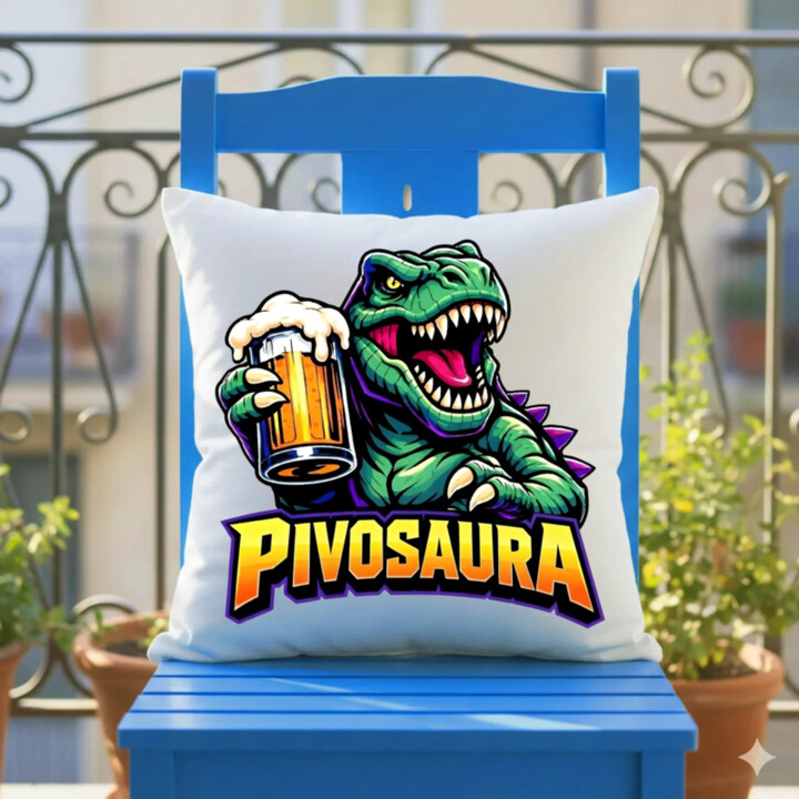 Pivosaura - polštář s potiskem