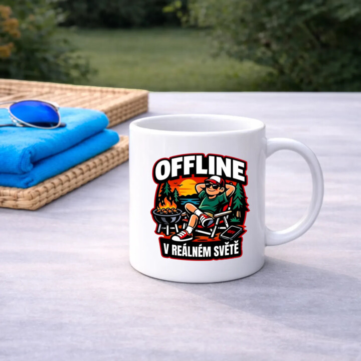 Offline v reálném světě - hrnek s potiskem