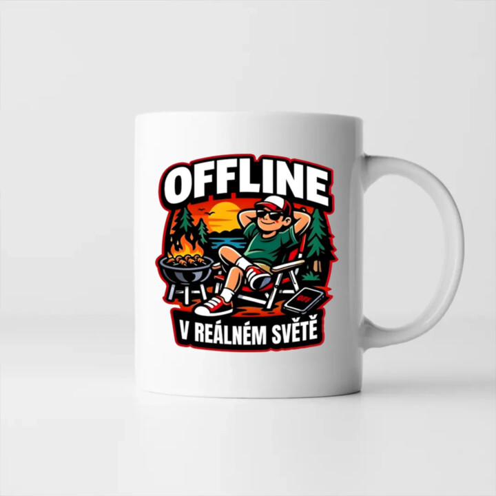 Offline v reálném světě - hrnek s potiskem