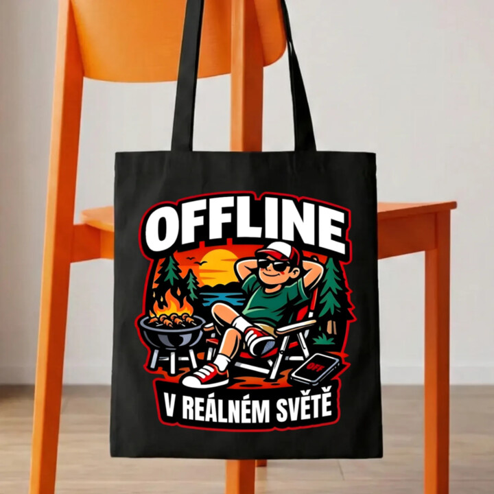Offline v reálném světě - taška s potiskem