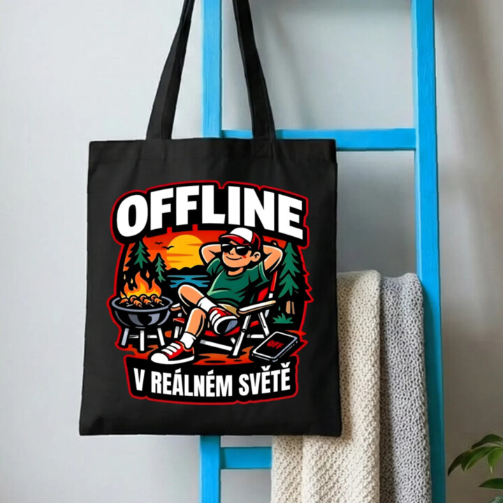 Offline v reálném světě - taška s potiskem