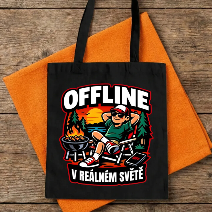 Offline v reálném světě - taška s potiskem