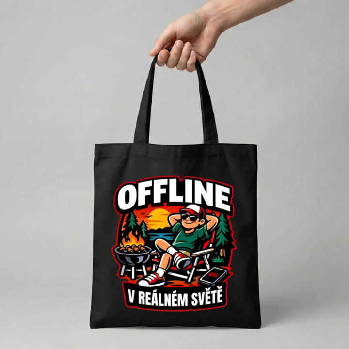 Offline v reálném světě - taška s potiskem